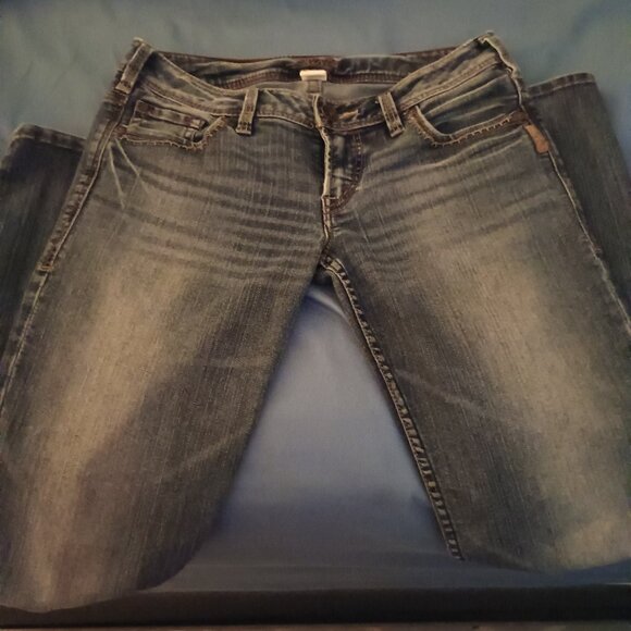Size 28 Vintage Silver Low Rise Boot Cut Petite - Picture 1 of 2